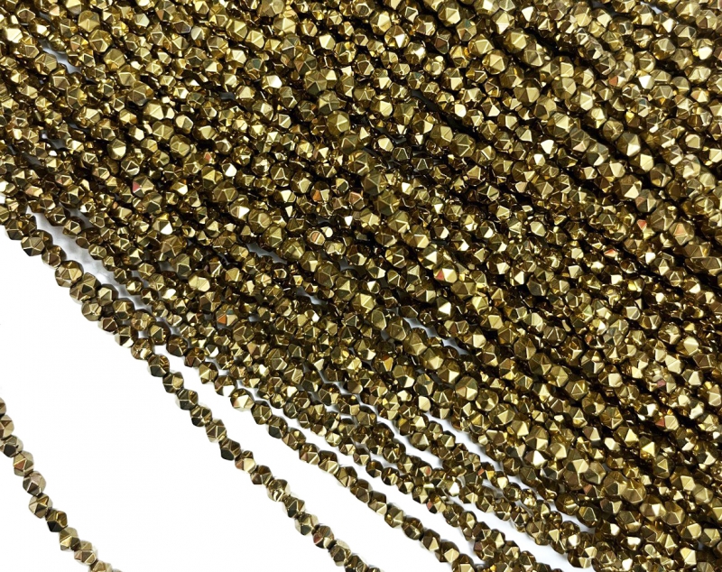 Гематит с гранями цвет золотой размер 3мм 4мм 3 мм Золотой