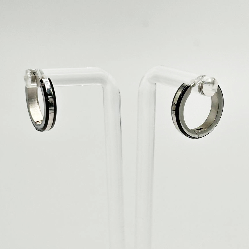 Швензы с черной эмалью размер 15,8мм*3мм цвет серебро